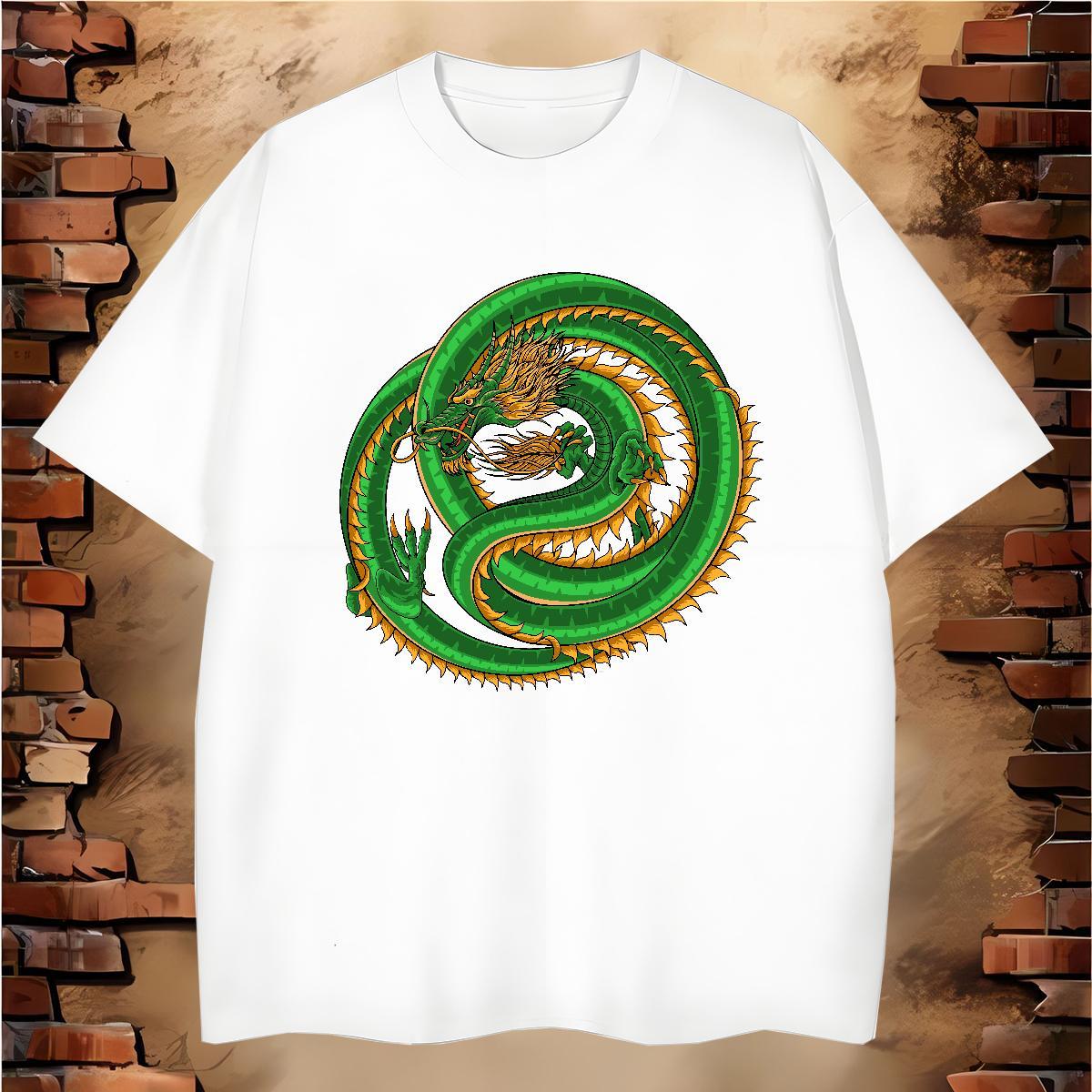 Free Shipping dragon T shirt Casual Men Tops Tees 100% Cotton 230g Casual New O-Neck Short Sleeve Oversized 3XL 4XL Top Tees