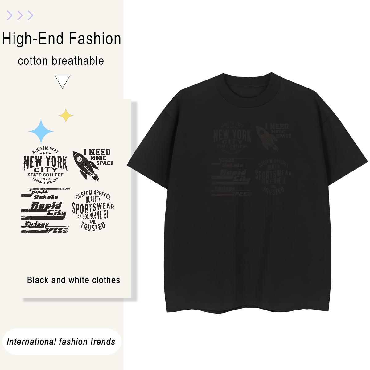 Designer Men Clothes T-Shirt High Street Hip Hop 230g 100% Cotton Black White Breathable Short Sleeve letter Man T Shirts Casual New Polos