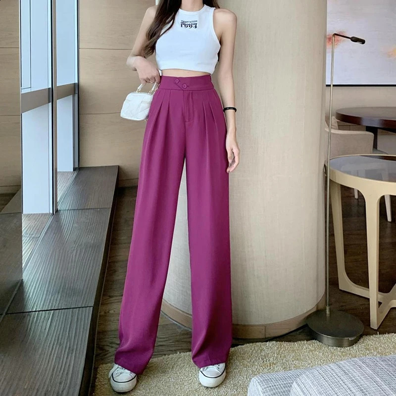 Y2K Wide Leg Pants Women Fashion Oversize Loose 4Xl Suit Pants Spring Korean Office Lady Casual High Waist Trousers 240821