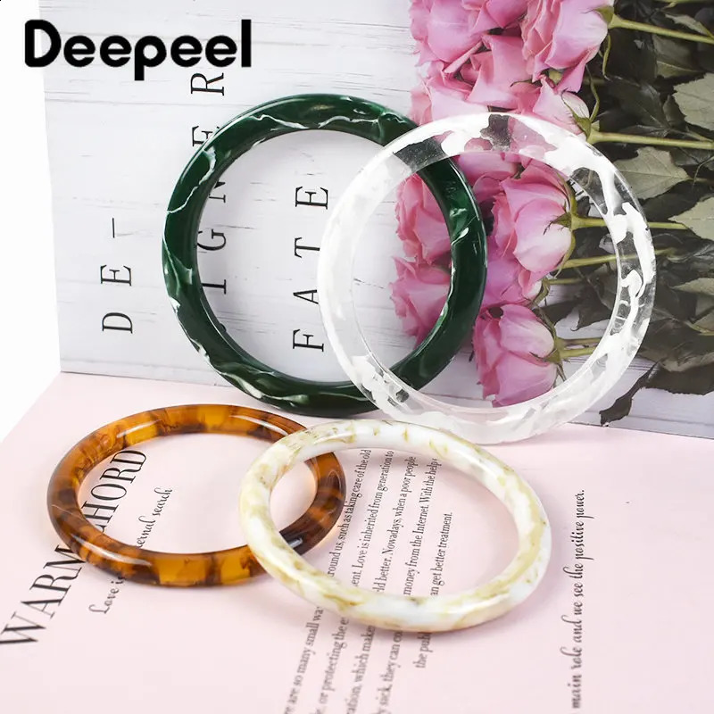 2PCS=1 pair of dark 10cm amber resin circular handles fashionable D-shaped handbags handmade DIY craft bags accessories 240821