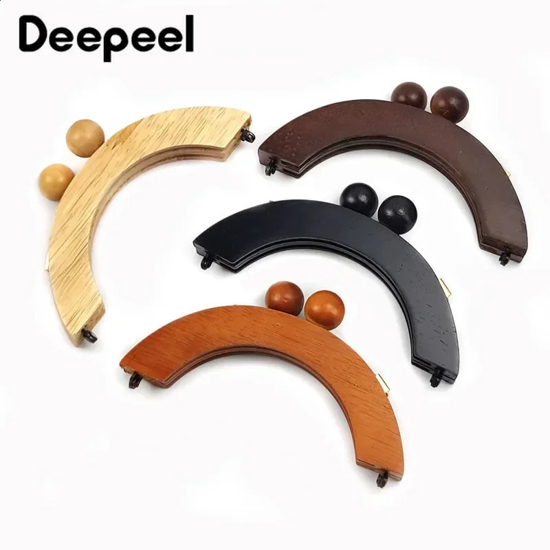 1 piece of deep leather wooden bag handle wallet lock wallet frame sewing bracket DIY wallet handle kiss button making bag accessories 240821