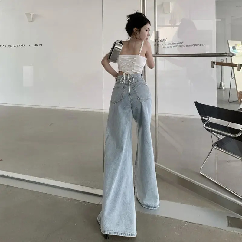 High Waisted Jeans Woman High Street Vintage Fashion Baggy Jeans Women Clothing Casual Wide Leg Women Jeans Pants 240821