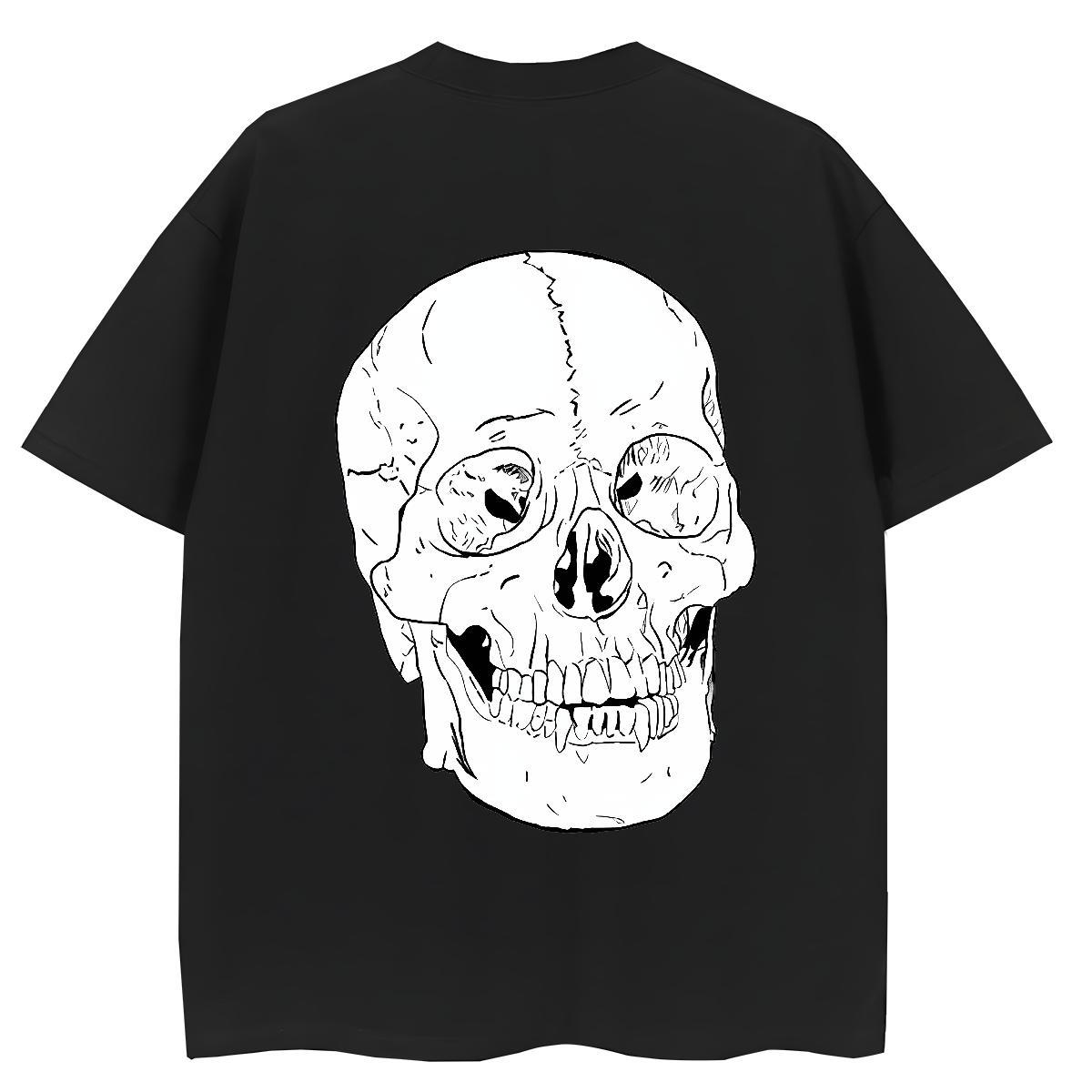 Fashion New Womens T Shirts 100% Cotton 230g Round Neck Short Sleeve High Street Hip Hop skull Women Tees Designer Nice Black Oversized Polos