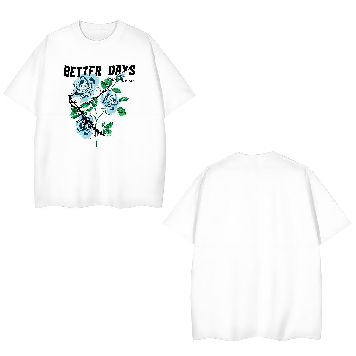 Soft T shirt flower O-Neck Short Sleeve Outdoor Custom Anime 230g 100% Cotton Men Clothes T-Shirt Fashion Designer Clothings
