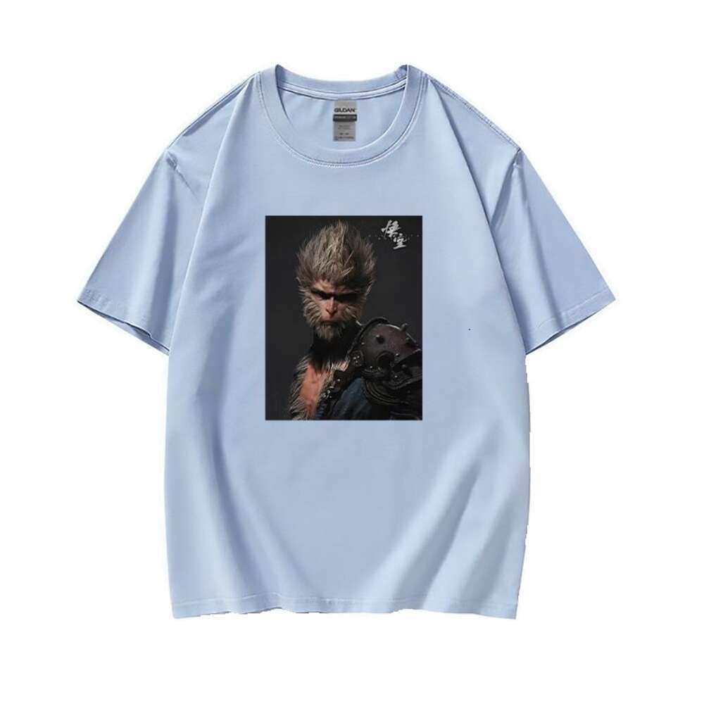 Black Myth Wukong BLACKMYTH China-Chic peripheral printing summer short sleeve T-shirt men's pure cotton loose game INS dongdumaoyi