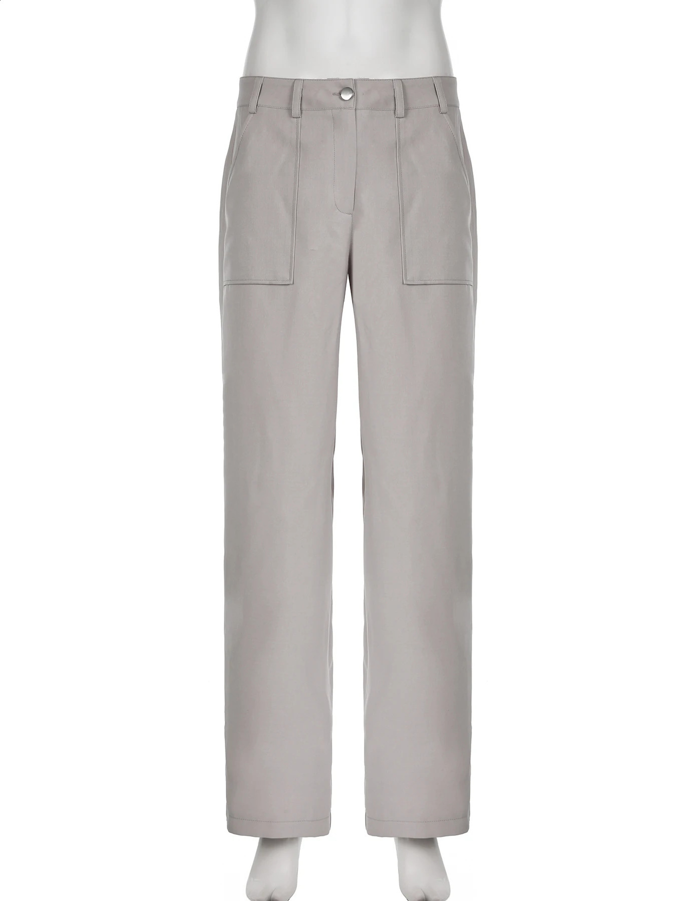 Rockmore Casual Cotton Linen Cargo Pant Vintage Solid Low Waist Wide Leg Trousers Streetwear All Match Y2k Chic Sweatpants Women 240821