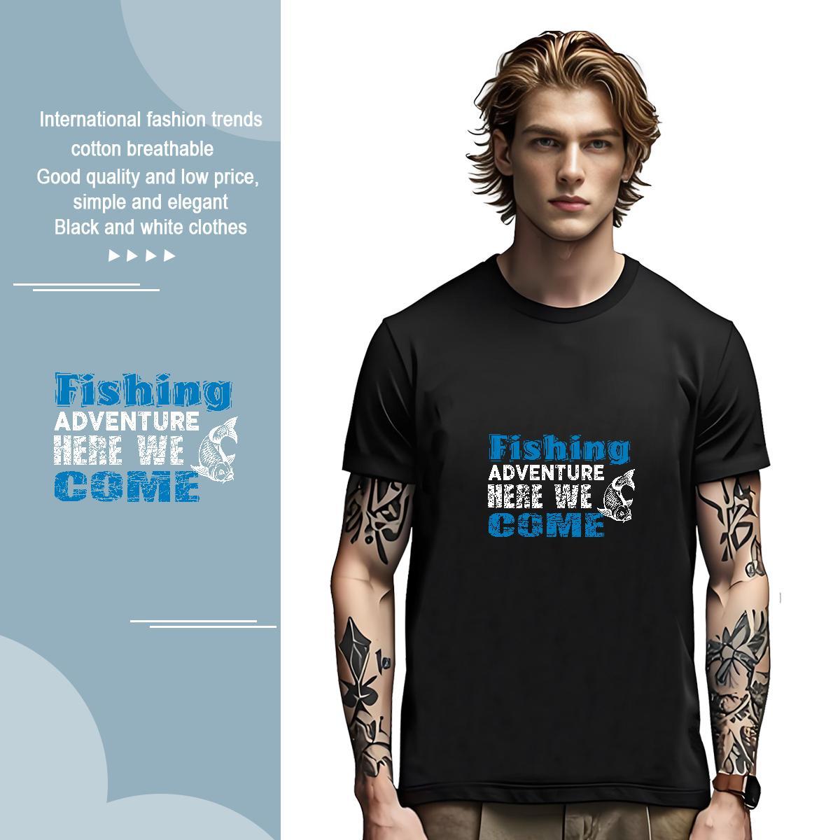 Cool Fishing Man T Shirts Home Outdoor Men Tops Tees 100% Cotton 230g DIY Breathable Short Sleeve Asian Size Tees Shirts