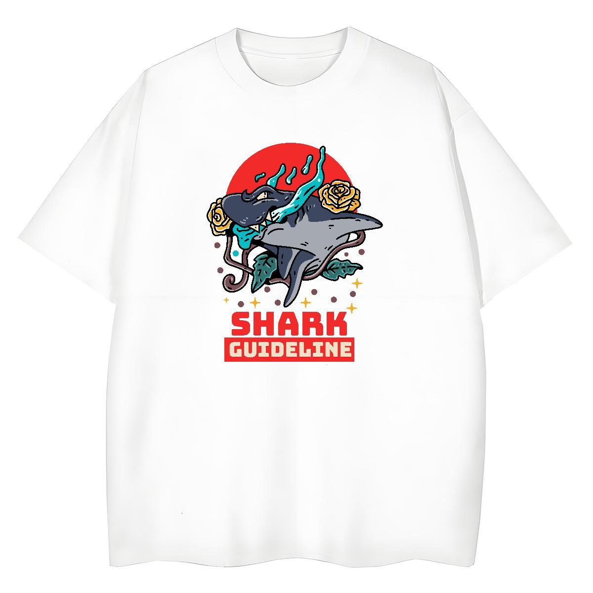 2024 Designer Woman T Shirts Breathable Short Sleeve 230g Pure Cotton Women Tshirts Cartoon Floral Printing shark Spring Summer Lady Tops Shirt