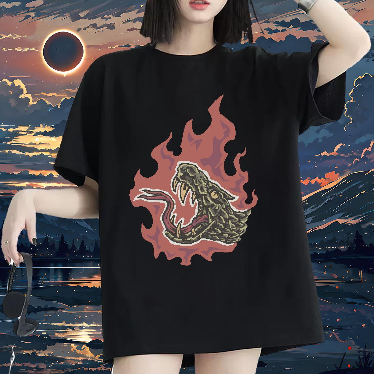 2024 DIY T-Shirts for Women O Neck Short Sleeves 230g 100% Cotton Unisex Tshirts Plus Size Custom crocodile Summer Casual Soft Clothes Shirt