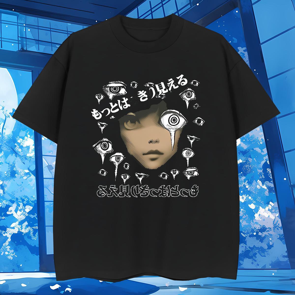 Classic eyeball T Shirt For Man Summer Casual Tshirts 100% Cotton 230g DIY Customized Breathable Crew Neck DIY Anime Tee Shirt
