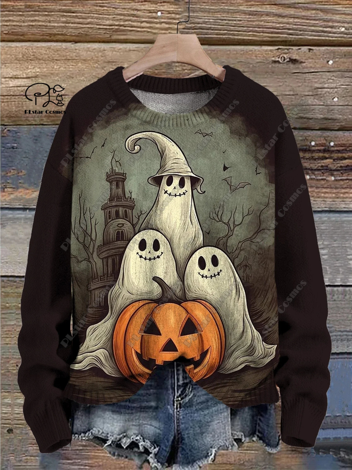 3D Printing Halloween Custom Series Horror Ghost Skull Witch Black Cat Pattern Ugly Sweater Street Casual Winter Sweatshirt W-1 240821