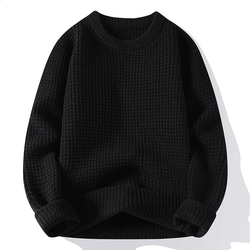Autumn/Winter Men Solid color Grid pattern weater Mens Fashion Casual Sweaters Thick Warm wool pulloversb size M-3XL 240821
