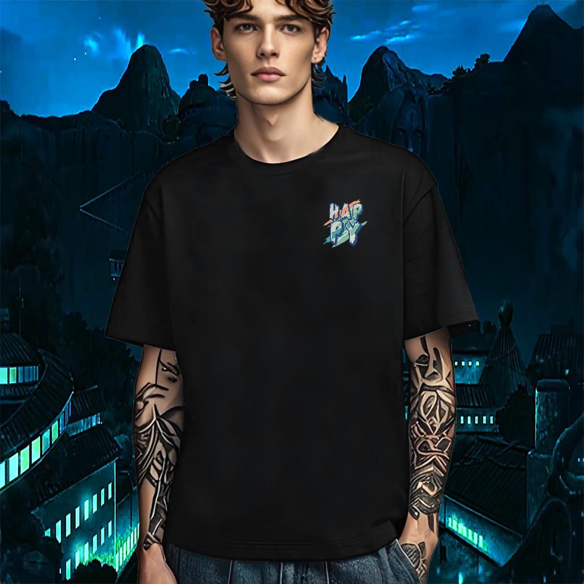 New Casual Tshirts happy Pure Cotton 100% Cotton 230g Man T Shirts Cool Design Plus Size Custom Tops