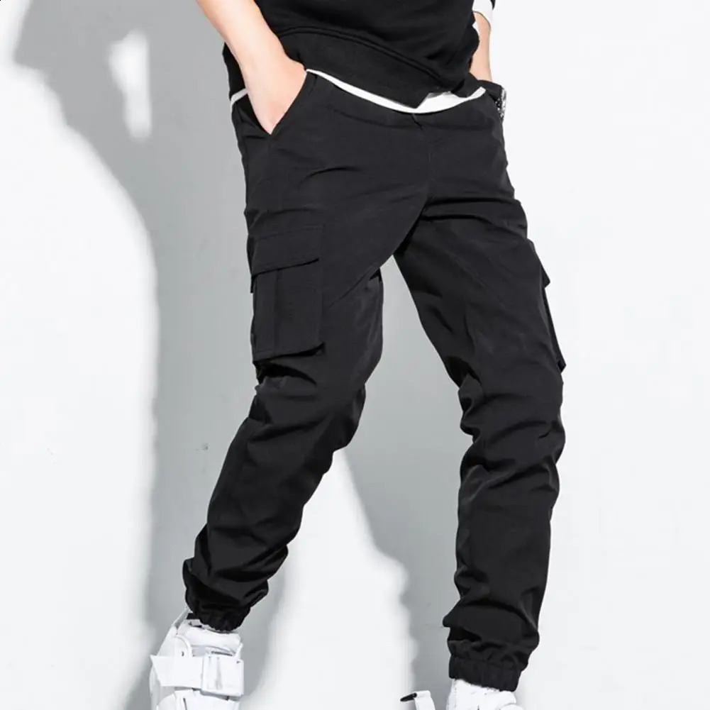 Mens Side Pockets Cargo Pants Black Hip Hop Casual Male Joggers Trousers Fashion Casual Streetwear Pants Big Size 240822