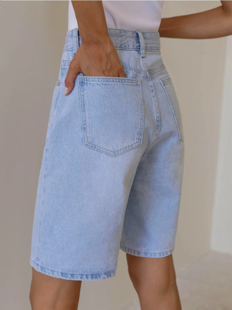 Womens Denim Shorts Summer High Waist Casual Black Shorts Pocket Fashion Vintage High Street Loose Oversize Wide Leg Pants 240821