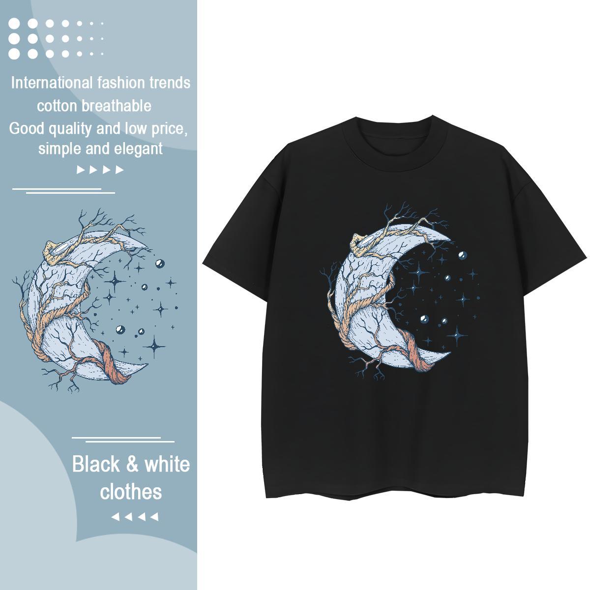 Stylist T shirt Crew Neck Breathable 230g Cotton Unisex Tshirts Black White ET Daily Outfit Wholesale Tee Shirt