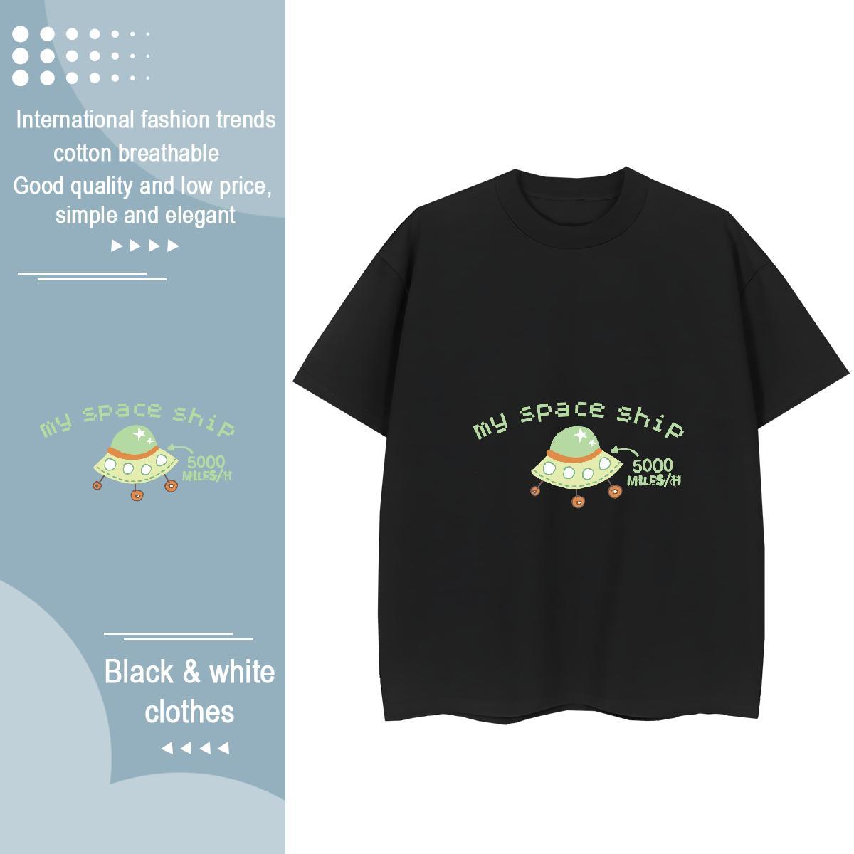 Soft Unisex Tshirts 100% Cotton 230g letter Summer Casual Woman T Shirts Breathable Short Sleeve Cartoon Printing L-4XL Tops Shirt