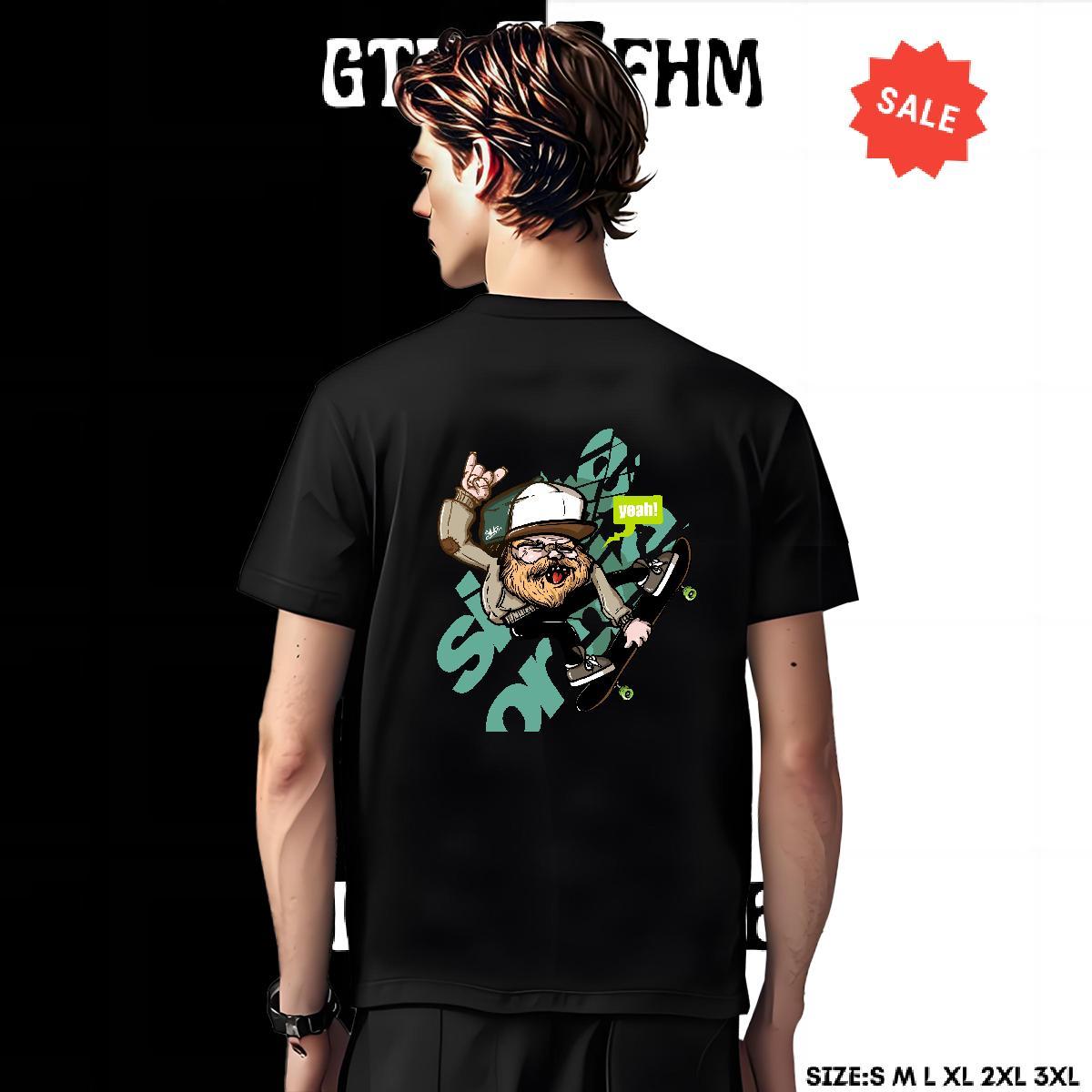 High Quality Men Tops Tees Anime Printing Street 230g Cotton Custom Print Oversized O Neck Short Sleeves skateboarding T-Shirts for Men Stylist Tops S
