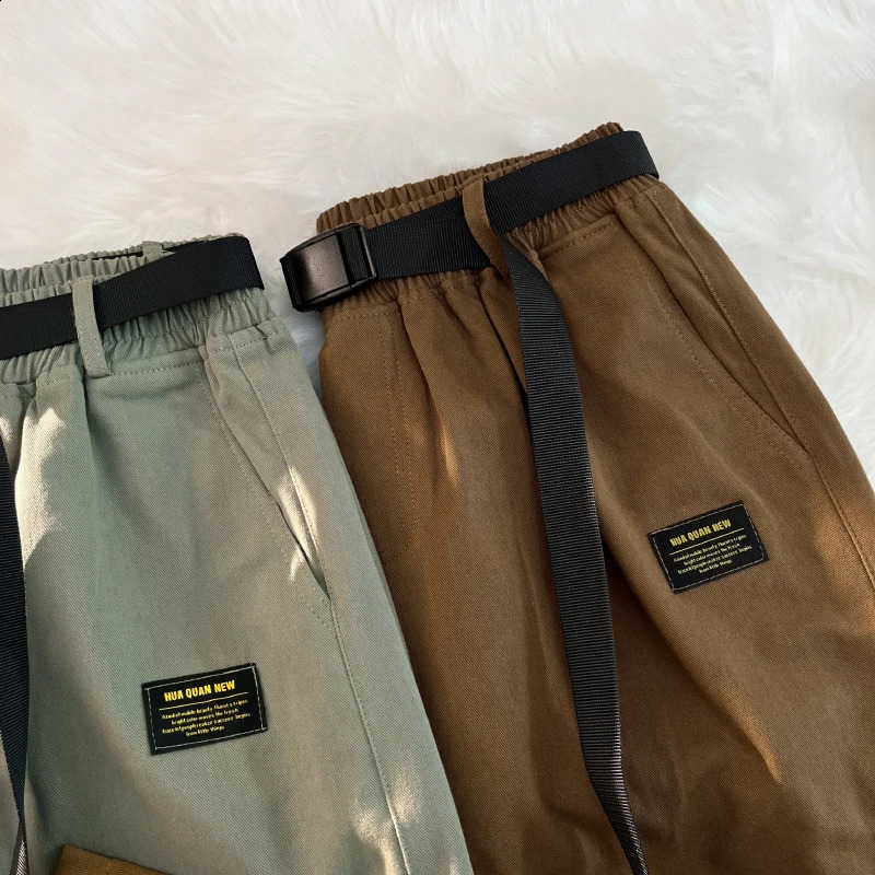 Cargo Pants Man Casual Pants Fashion Hip Hop Sweatpants Pocket Harajuku Male Trousers Jogger Belt Streetwear Big Size 5XL 240822