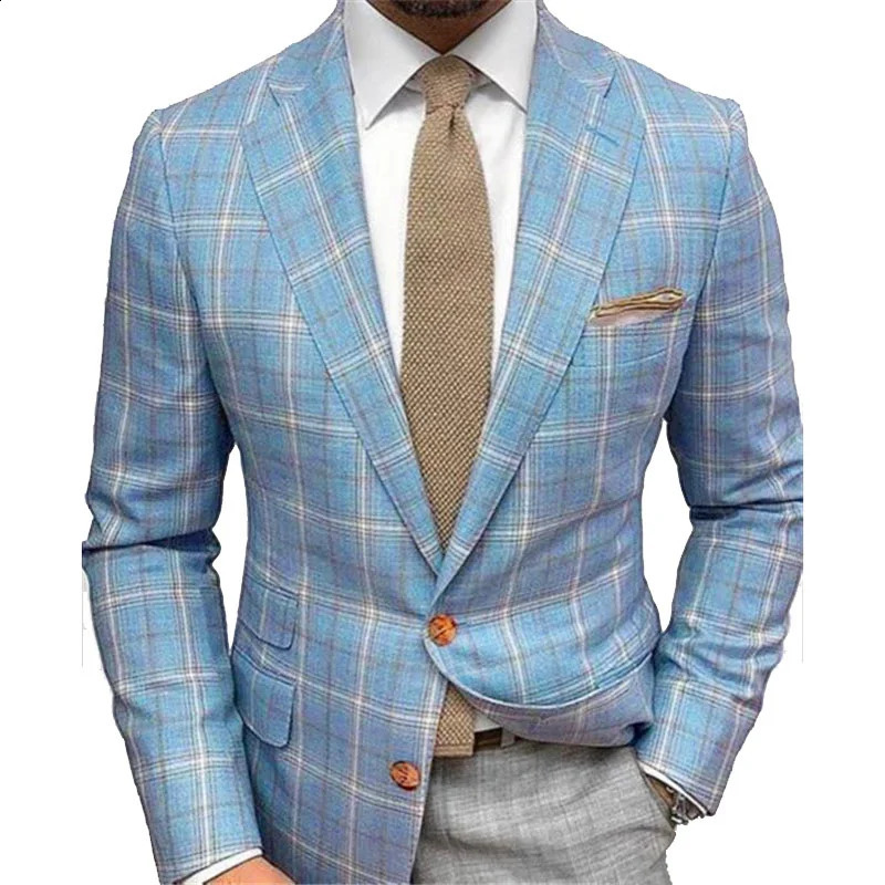 Spring Autumn Mens Solid Color Blazer Casual Suit Fashion Business Top Jacket Plaid Clothing Hombre Coat 240821