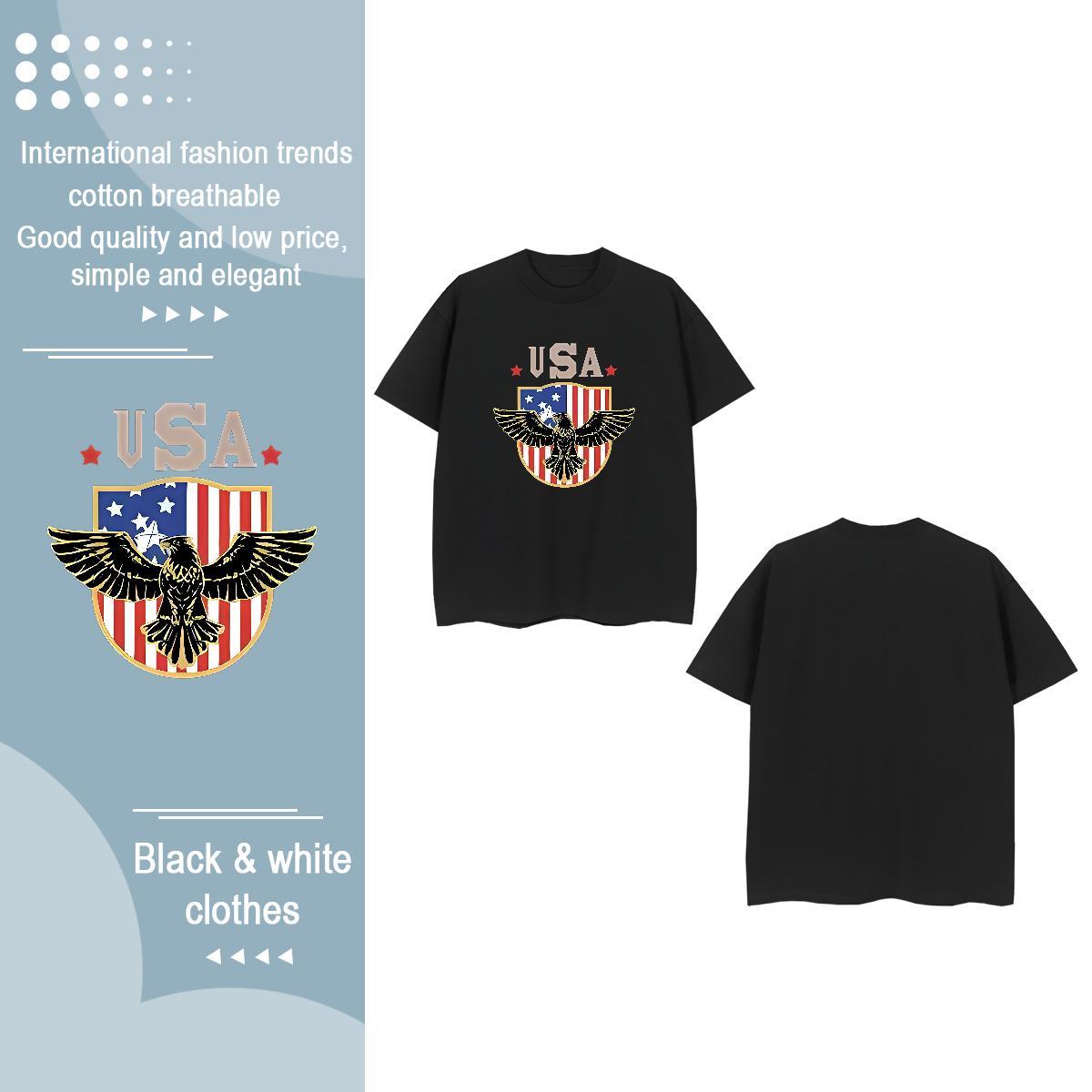 New Arrival T-Shirts Breathable Short Sleeve 230g Pure Cotton Woman Tshirt Anime Oversized eagle Sport High quality Top Shirts