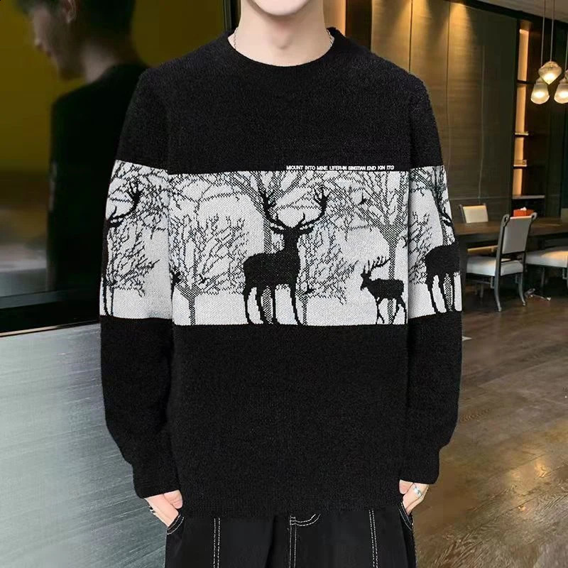 Mens Knitted Sweater Fashion Comfortable Warm Casual Slim Turtleneck Top Mens Clothes 240821