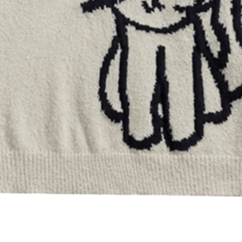 WOMEN Cute Cat Pattern Knitted Sweater CasualWarm Stretchy Crew Neck Pullover for Fall and Winter 240821