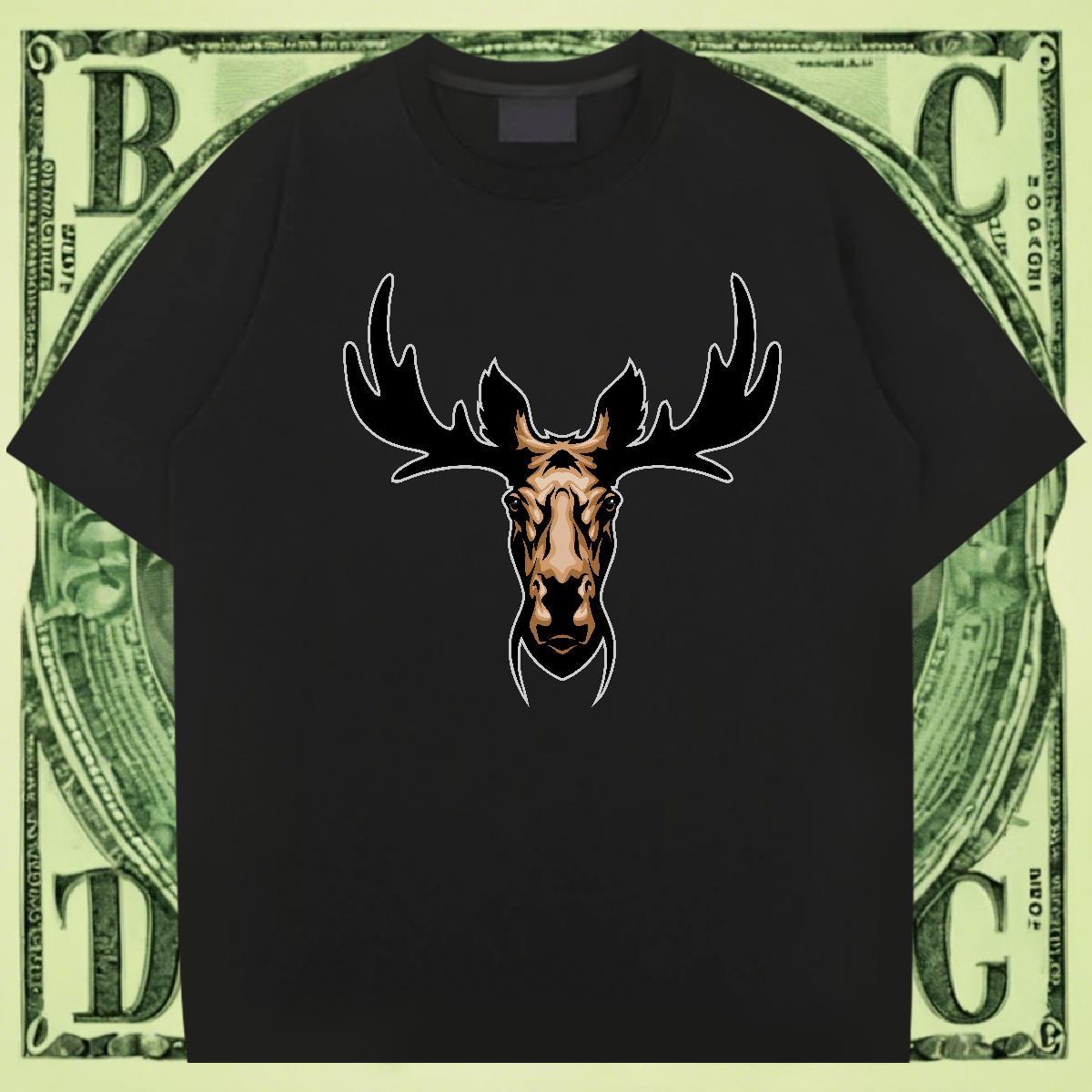 Classic Men Clothes T-Shirt Hip Hop Street 230g 100% Cotton Black Oversized Breathable Crew Neck deer Men T Shirts New Designer Top Tees