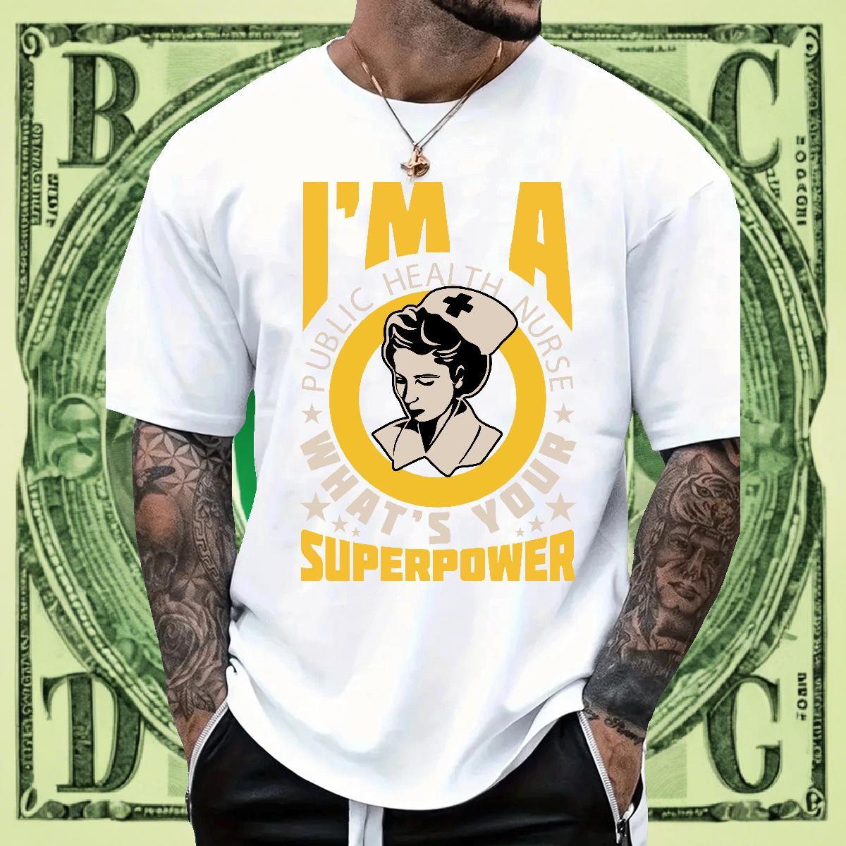 High Quality Mens Tshirts High Street Hip Hop 230g 100% Cotton DIY Anime Short Sleeve O-Neck nurse Mens T Shirts 2024 Tees
