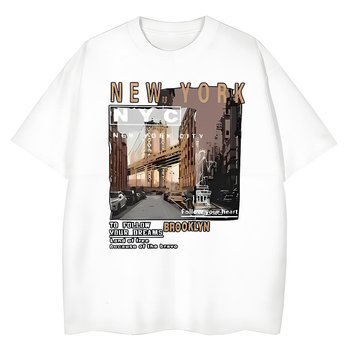 Designer Men Tops Tees Summer Casual 230g Cotton DIY Printed O-Neck Short Sleeve New York Mens T Shirts Fashion Tees Shirts