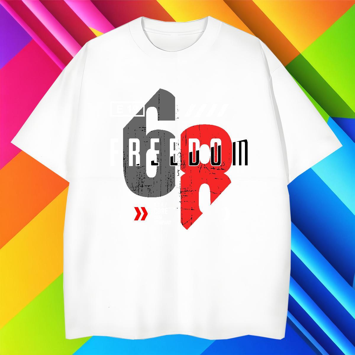 High Quality Men Tees Summer Casual 100% Cotton 230g Plus Size Custom Pure Cotton freedom T shirt Classic Casual Tshirts