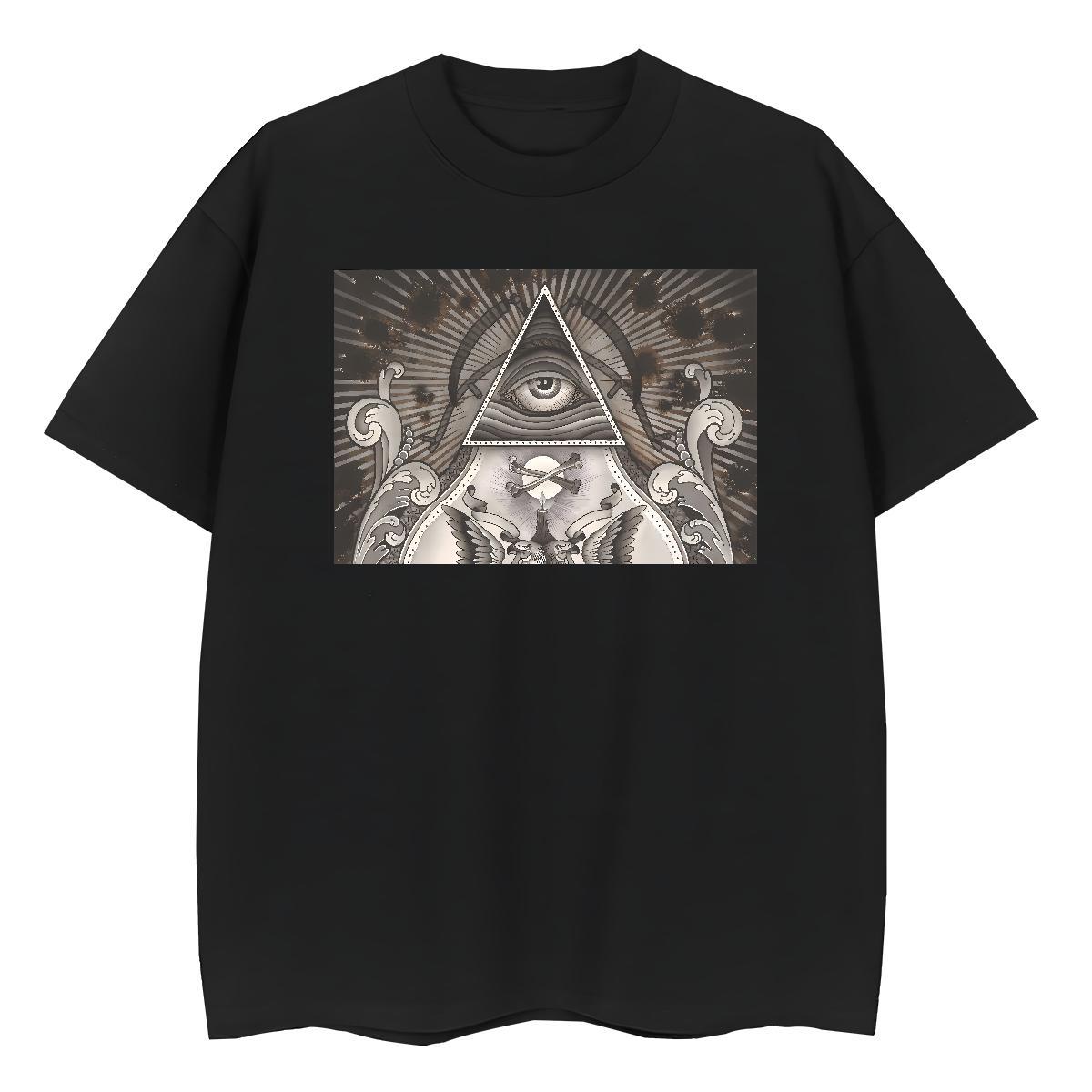 2024 Casual T-Shirts for Women 230g Cotton Breathable Short Sleeve Street eye of the devil Couples T Shirts Nice Cartoon Anime Tops Shirt