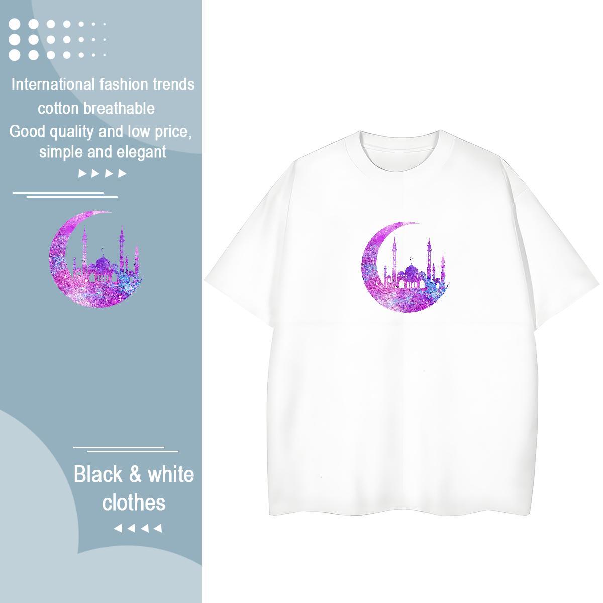 Loose Womens Tshirts 100% Cotton 230g icon Casual Sport T Shirts Women O Neck Short Sleeves DIY Anime Printed Wear