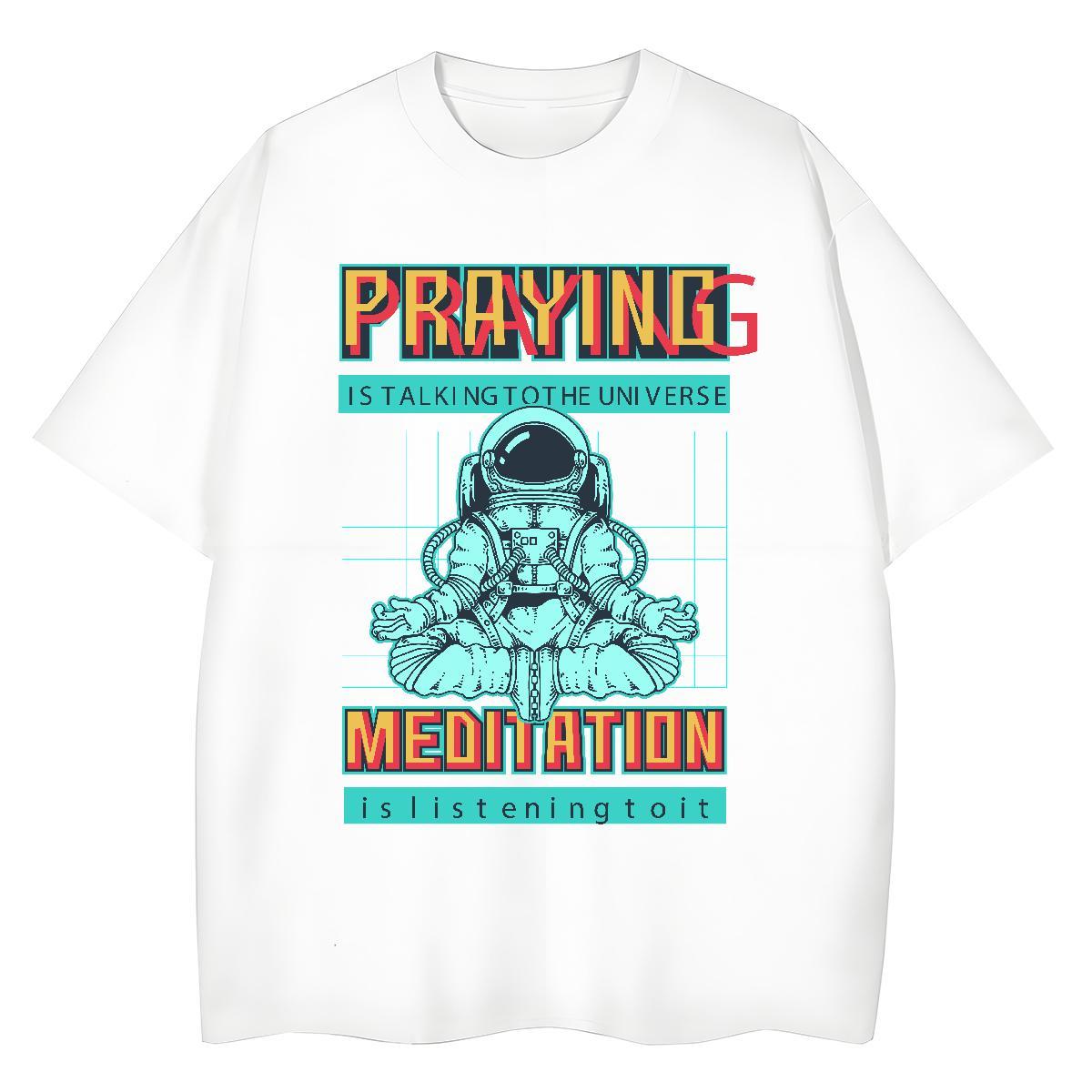 High quality Womens Tshirts 230g Pure Cotton outer space Daily Outfit T Shirt For Woman Comfortable Oversized Tees Shirts