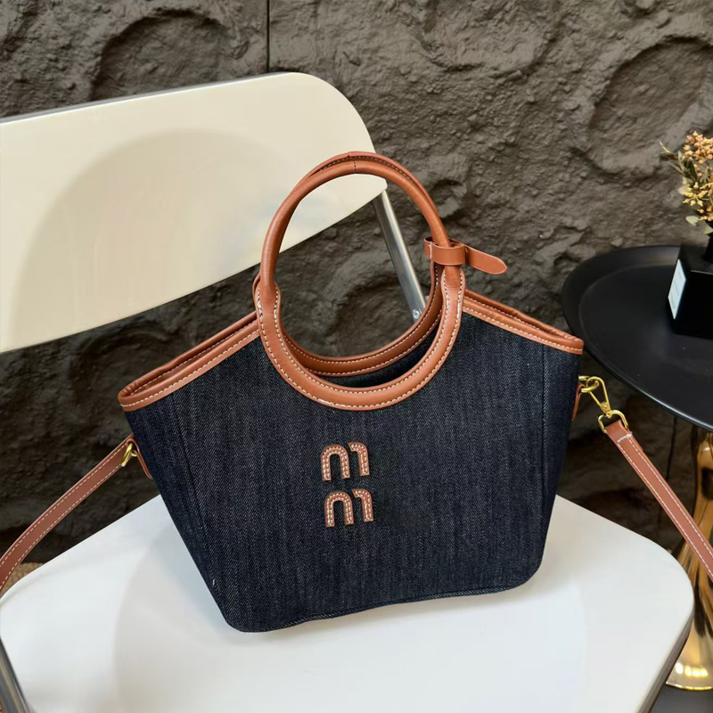Tote Bag Denim shopping bag large capacity shoulder bags womens fashion senior leather handbag letter embroidery 5A leisure Bags