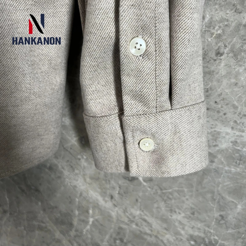 Business Casual Thick Long-sleeved Shirt Mens Solid Color Coat Loose Spring and Autumn Young Mens Woolen Shirt Daily 240822