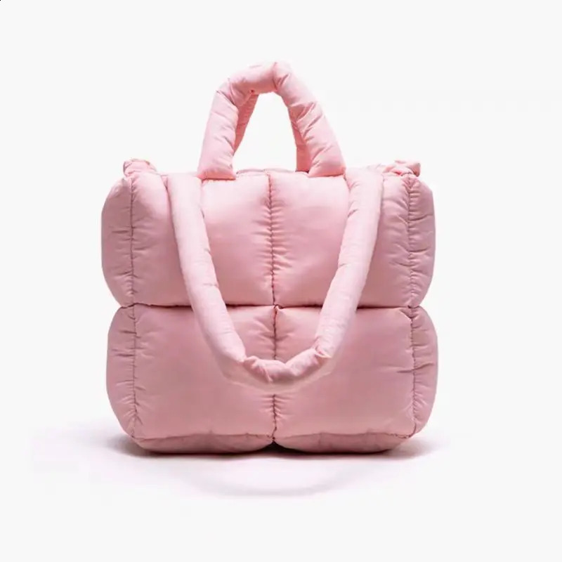 Fashion Small Puffer Tote Bag Padded Women Handbags Soft Nylon Quilted Shoulder Bags Warm Winter Shopper Purses 2024 240821