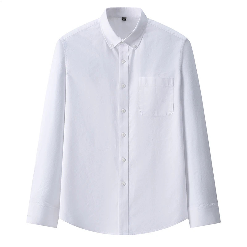 High Quality Cotton Mens Shirts Business Casual Button Lapel Long Sleeve Shirt Breathable Oxford Lattice Work Shirt S-5XL 240822