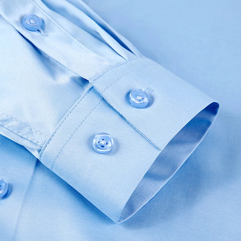 Mens shirts Mulberry silk Spandex Seamless non-ironing anti-wrinkle Silky Stripe Business Casual Long Sleeve Shirt Clothing 240822
