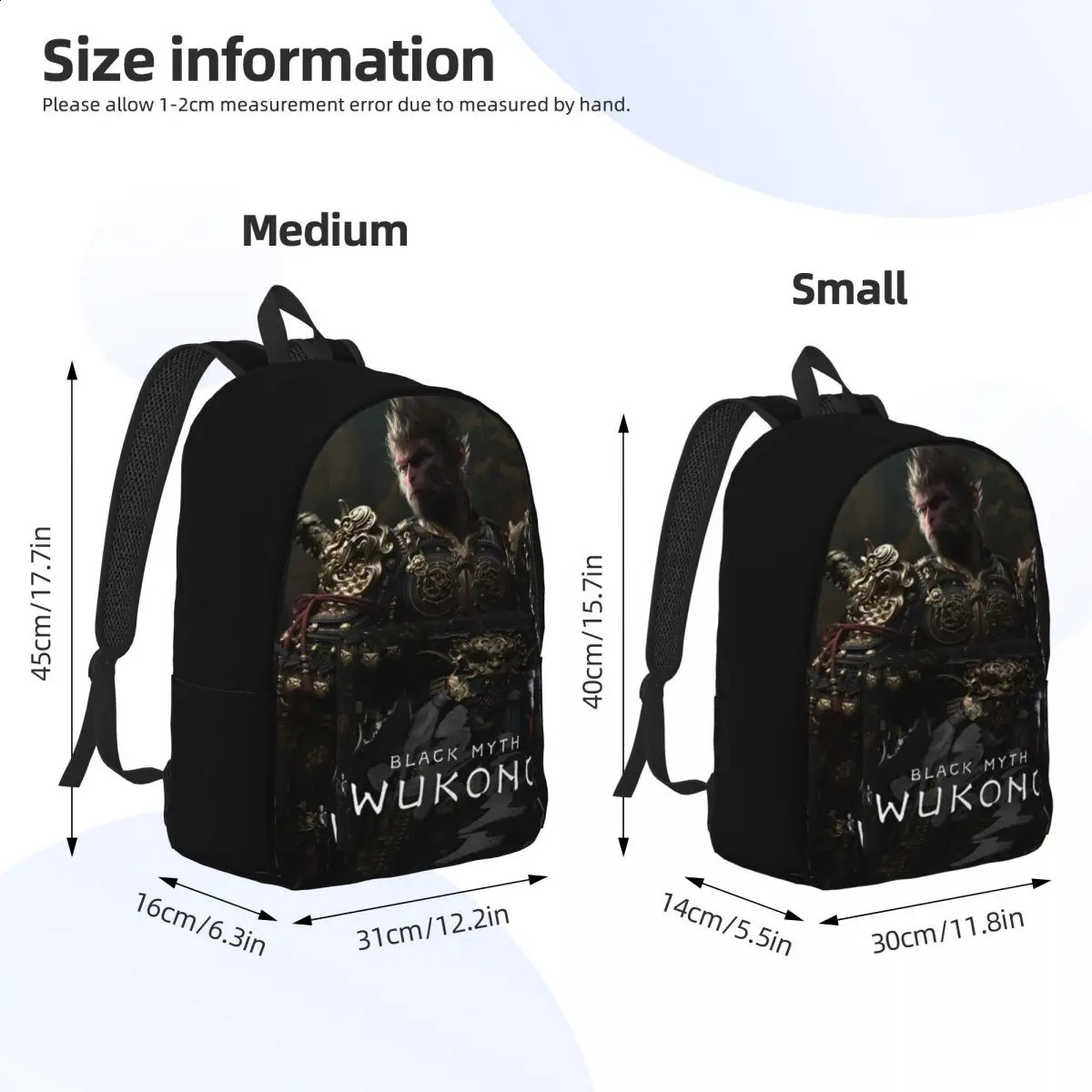 Black Myth Martial Arts Mens Backpack Womens Leisure High School Business 3A Video Game Academy Shoulder Bag Gift 240822