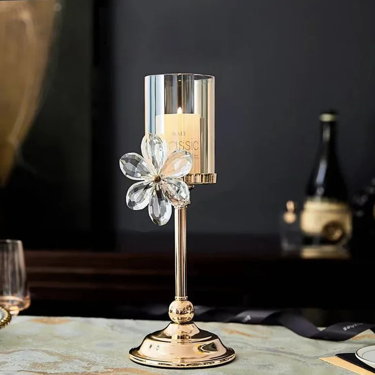 European y Crystal Petal Glass Candlestick Romantic Candlelight Dinner Home Decor Table Decor Home Decor 240821