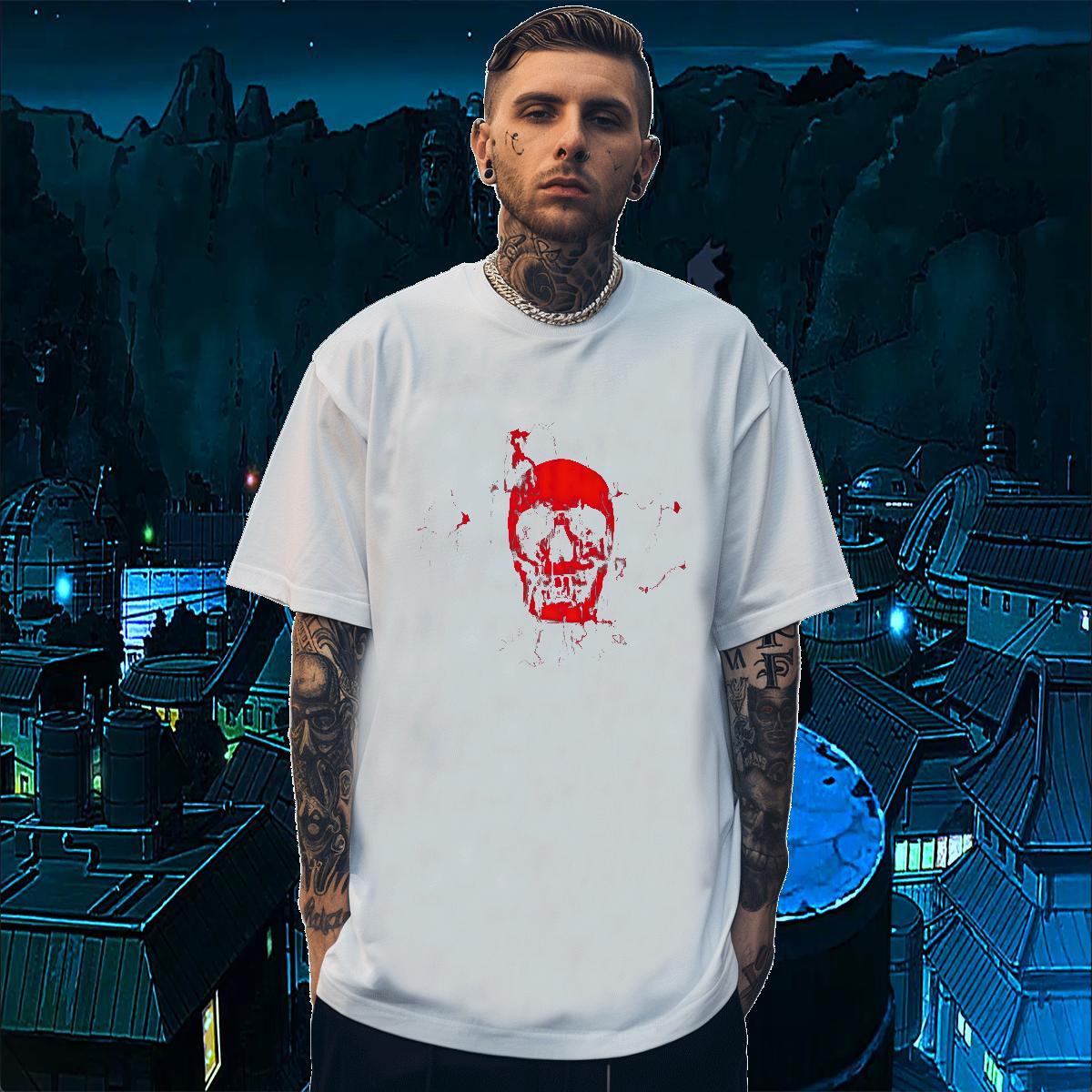2024 Summer blood Mens Tshirts 230g 100% Cotton Mens T Shirts DIY Printed Anime Printing Street Crew Neck Brand Polos