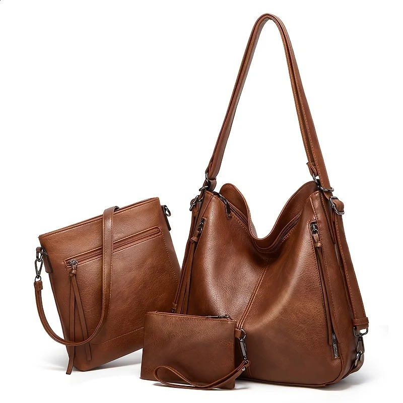 Manufacturers Cross border Womens Bag 2024 European and American Fashion Shoulder Three piece Set Tote Tidal Flow 240821