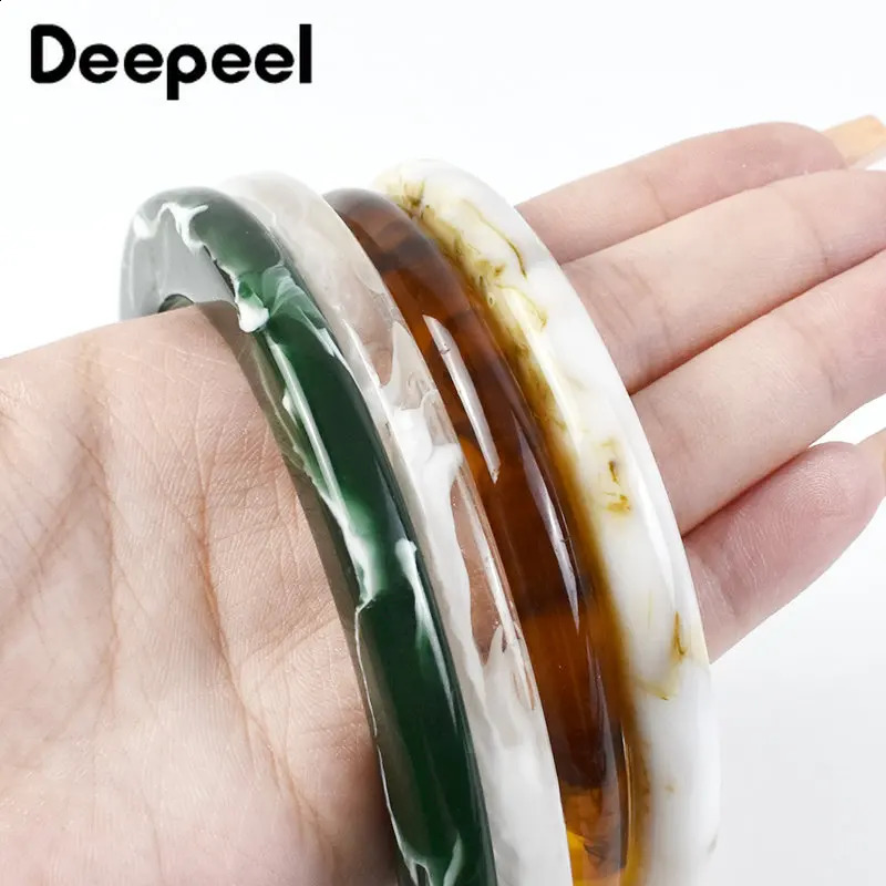 2PCS=1 pair of dark 10cm amber resin circular handles fashionable D-shaped handbags handmade DIY craft bags accessories 240821