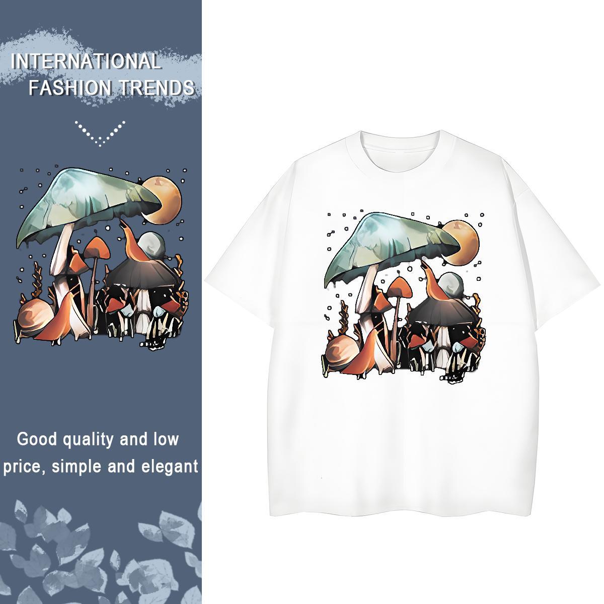 Stylist T shirt Short Sleeve O-Neck 230g Cotton Woman Tshirt Oversized mushroom Sports Street Wear Popular Tees