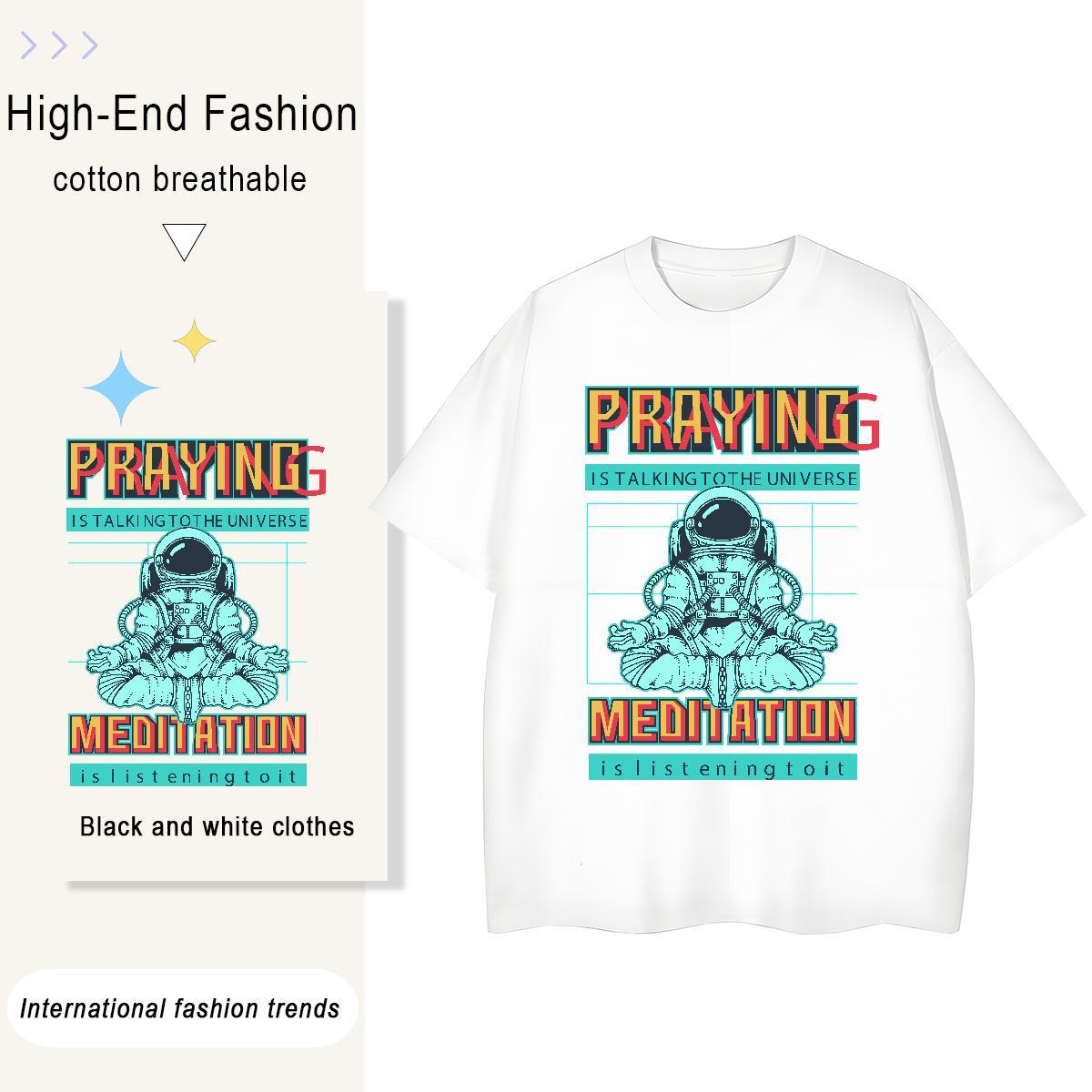 High quality Womens Tshirts 230g Pure Cotton outer space Daily Outfit T Shirt For Woman Comfortable Oversized Tees Shirts