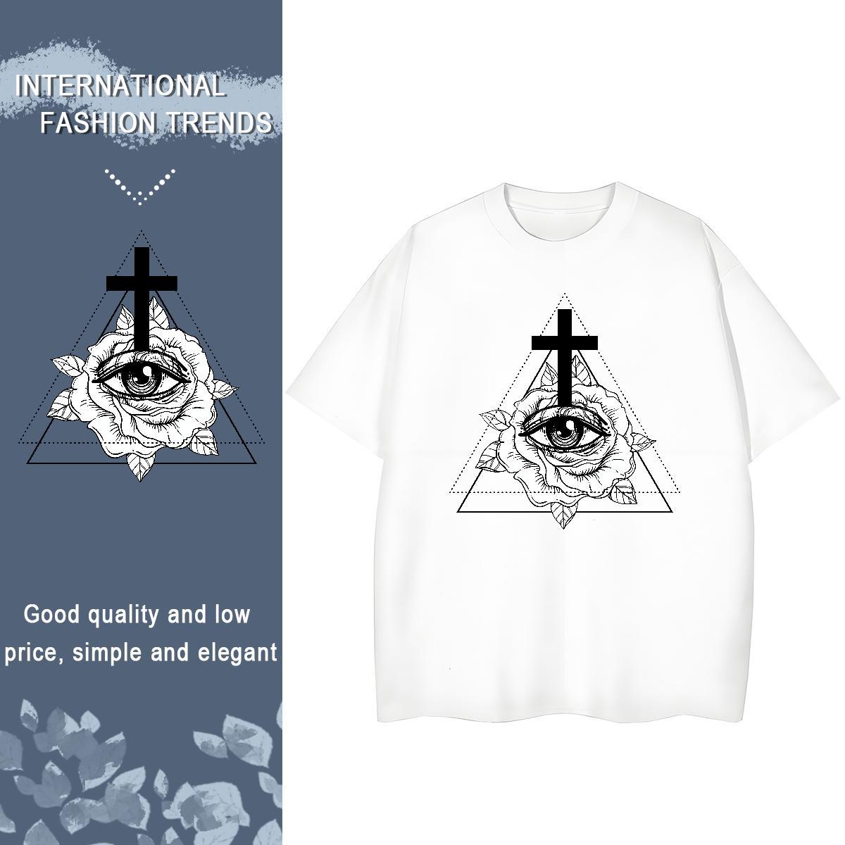 2024 DIY T shirt 230g Pure Cotton Breathable Soft Street Casual eye of the devil Woman Tshirt Loose Cartoon Anime Tshirts