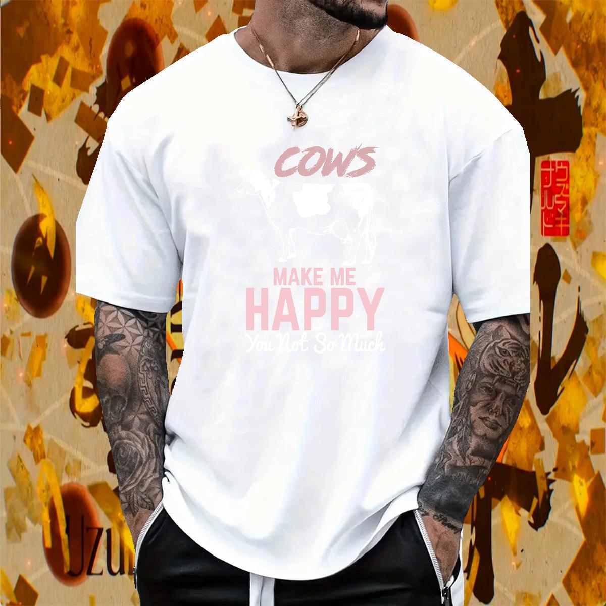 Cool Design Men Tops Tees Home Outdoor 100% Cotton 230g DIY Logo Oversized Short Sleeve O-Neck happy T Shirts Men Brand Tees Shirts