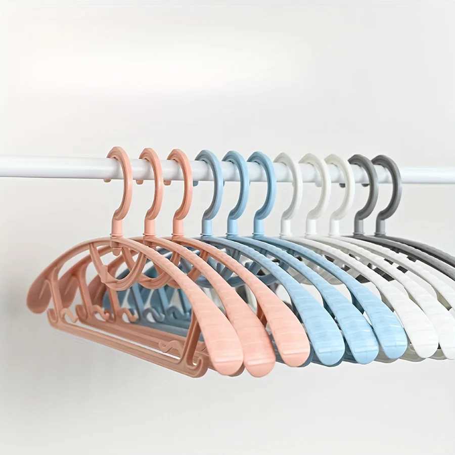 10-Pack Wide Shoulder Thickened Plastic Clothes Hangers with 360 Rotatable Hook Non-Slip Hangers for Closet Organization and GXJ240216