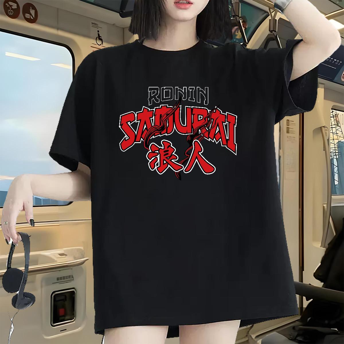 High quality Womens Tshirts 230g Pure Cotton letter Casual Sport Womens T Shirts O Neck Short Sleeves Anime Print Clothes Shirt